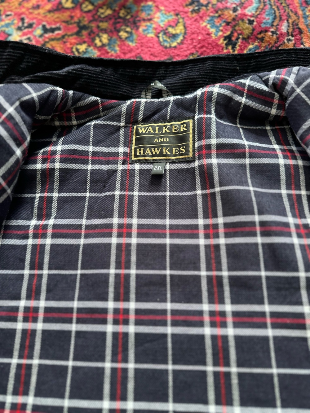 Walker & Hawkes Made in England Waxed Cotton Vest Men’s XXL Navy Blue - Picture 3 of 9